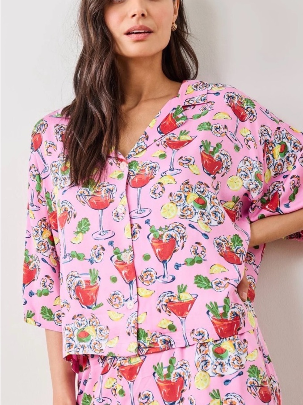 Shrimp Cocktail Pajama Set - Plus In Pink